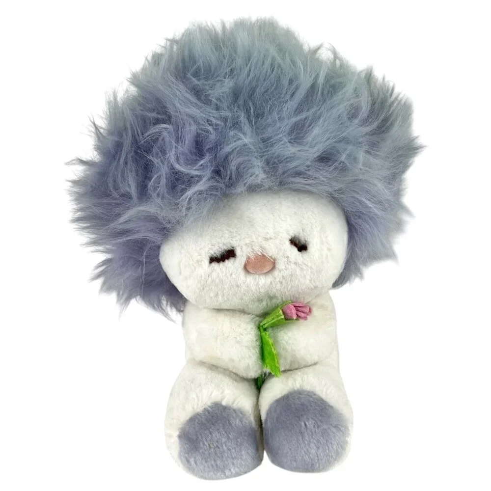 Vintage White Dakin Plush Frou‎ Frou 1982 Purple Blue Hair Nature Babies Flower